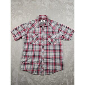Coevals Club Western Pearl Snap Shirt Mens Large Red Plaid Short Sleeve Cowboy